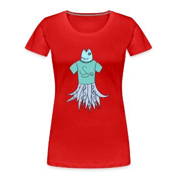 Fisch-T-Shirt Krake - Frauen Premium Bio T-Shirt - Rot - Vorne - Mia (176cm)