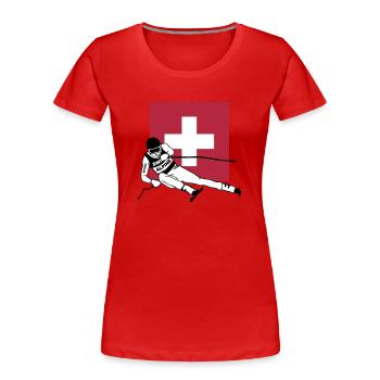ski - alpine - apres - Suisse - T-shirt bio Premium Femme - rouge - Devant - Mia (176cm)