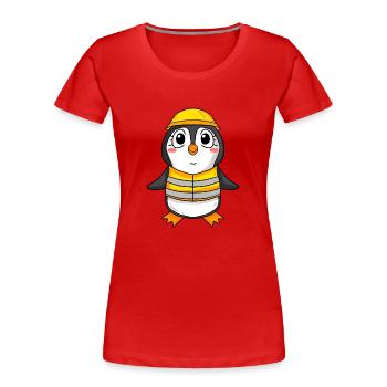 Topping out penguin house building house building gift - Women's Premium Organic T-Shirt - red - Front - Mia (176cm)
