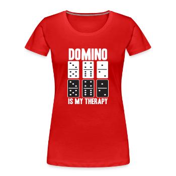 Domino Dominos Spiel Spielen Dominostein Spieler - Frauen Premium Bio T-Shirt - Rot - Vorne - Mia (176cm)