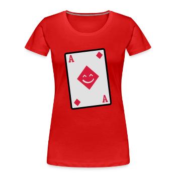 as karo - Frauen Premium Bio T-Shirt - Rot - Vorne - Mia (176cm)