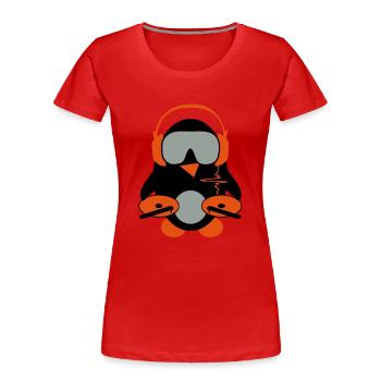 dj penguin - Women's Premium Organic T-Shirt - red - Front - Mia (176cm)