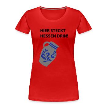 Hier steckt Hessen drin! - Frauen Premium Bio T-Shirt - Rot - Vorne - Mia (176cm)