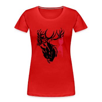Hirsch mit Bikini - Frauen Premium Bio T-Shirt - Rot - Vorne - Mia (176cm)