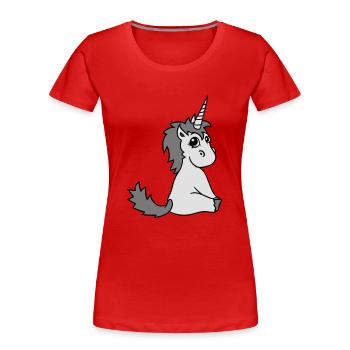 unicorn unicorn foal sweet cute sitting comic cart - Women's Premium Organic T-Shirt - red - Front - Mia (176cm)