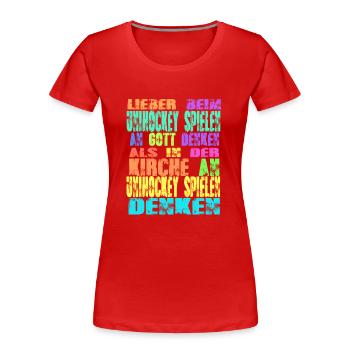 Unihockey Spielen Kirche - Frauen Premium Bio T-Shirt - Rot - Vorne - Mia (176cm)