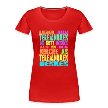 Telemarken Kirche - Frauen Premium Bio T-Shirt - Rot - Vorne - Mia (176cm)