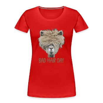 Bad Hair Day - Frauen Premium Bio T-Shirt - Rot - Vorne - Mia (176cm)