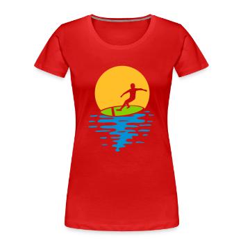 Abend Sonne Surfer - Frauen Premium Bio T-Shirt - Rot - Vorne - Mia (176cm)