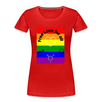 Free Love - Women's Premium Organic T-Shirt - red - Front - Mia (176cm)