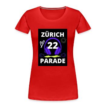 Zürich Parade 22, Zuerich Parade 22, - Frauen Premium Bio T-Shirt - Rot - Vorne - Mia (176cm)