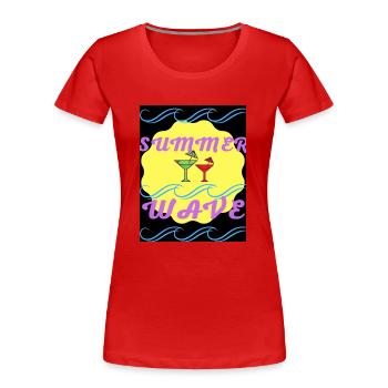 Conception des vagues d’été Cool - T-shirt bio Premium Femme - rouge - Devant - Mia (176cm)