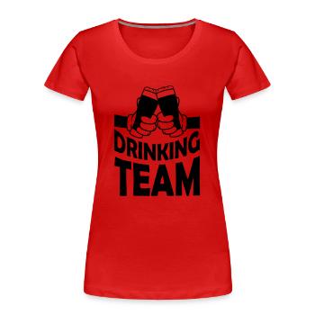Amis buvant de la bière d’équipe - T-shirt bio Premium Femme - rouge - Devant - Mia (176cm)