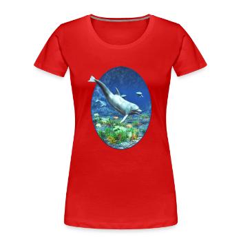 Vie marine - T-shirt bio Premium Femme - rouge - Devant - Mia (176cm)