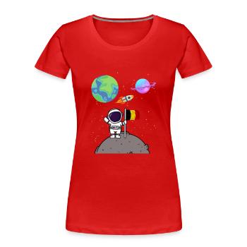 Atterrissage sur la Lune Planète Belgique Flag Astronaute - T-shirt bio Premium Femme - rouge - Devant - Mia (176cm)