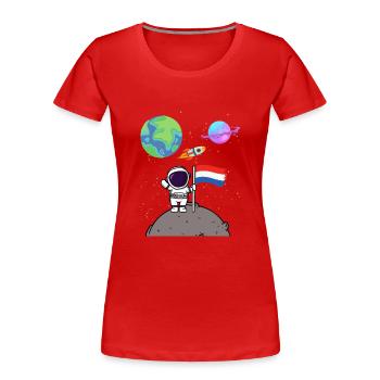 Mondlandung Planet Niederlande Flagge Astronaut - Frauen Premium Bio T-Shirt - Rot - Vorne - Mia (176cm)