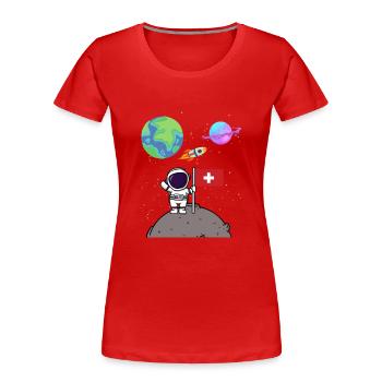 Atterrissage sur la Lune Planète Suisse Flag Astronaute - T-shirt bio Premium Femme - rouge - Devant - Mia (176cm)