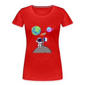 Moon Landing Planet France Flag Astronaut - Women's Premium Organic T-Shirt - red - Front - Mia (176cm)