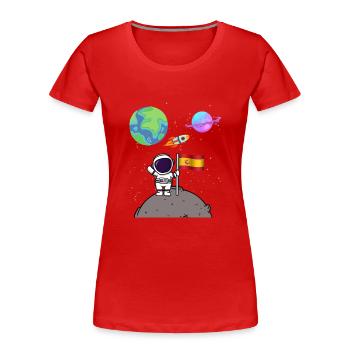 Mondlandung Planet Spanien Flagge Astronaut - Frauen Premium Bio T-Shirt - Rot - Vorne - Mia (176cm)