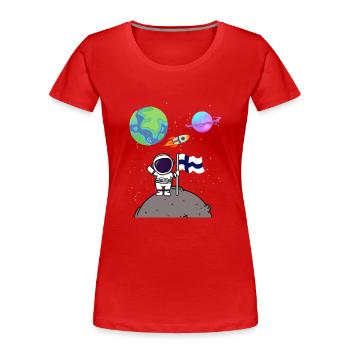 Mondlandung Planet Finnland Flagge Astronaut - Frauen Premium Bio T-Shirt - Rot - Vorne - Mia (176cm)