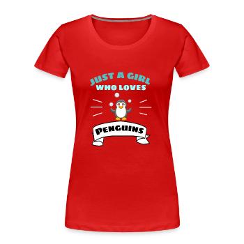 Tierliebhaber Vogel Tier Mädchen Geschenk Pinguin - Frauen Premium Bio T-Shirt - Rot - Vorne - Mia (176cm)