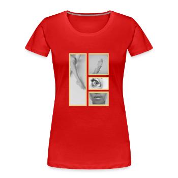 4 cadres partie corps femme - T-shirt bio Premium Femme - rouge - Devant - Mia (176cm)
