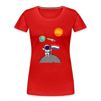 Planet Niederlande Flagge Mondlandung Astronaut - Frauen Premium Bio T-Shirt - Rot - Vorne - Mia (176cm)
