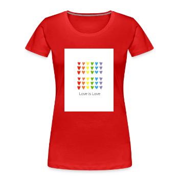 Love is Love - Frauen Premium Bio T-Shirt - Rot - Vorne - Mia (176cm)