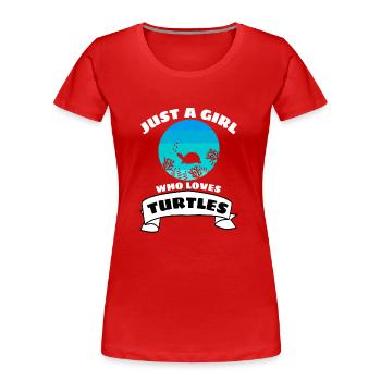 Animal Lovers Ocean Animal Girl Retro Turtle - Women's Premium Organic T-Shirt - red - Front - Mia (176cm)