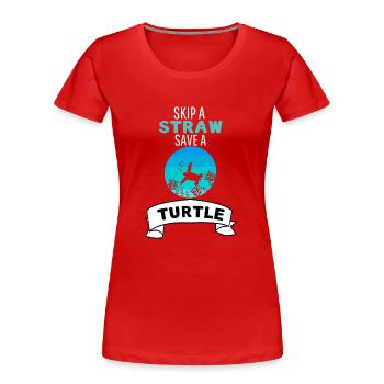 Animal Lovers Ocean Animal Retro Turtle - Women's Premium Organic T-Shirt - red - Front - Mia (176cm)