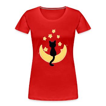 Moon Cat - Women's Premium Organic T-Shirt - red - Front - Mia (176cm)