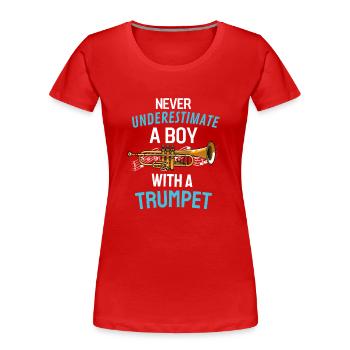 Trumpeter Boys Brass Band Gift Trumpet - Women's Premium Organic T-Shirt - red - Front - Mia (176cm)