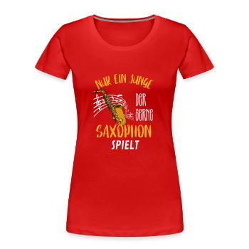 Jazz Musiker Jungen Geschenk Musik Noten Saxophon - Frauen Premium Bio T-Shirt - Rot - Vorne - Mia (176cm)