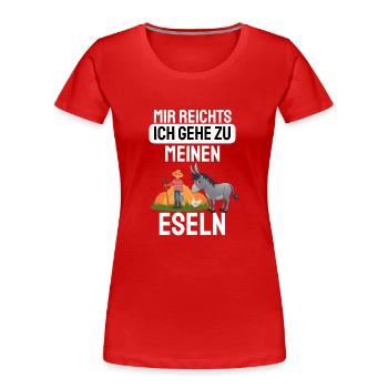 Bauernhof Landwirtschaft Lustiges Geschenk Esel - Frauen Premium Bio T-Shirt - Rot - Vorne - Mia (176cm)