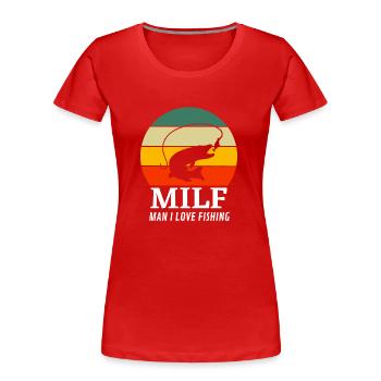 Fisherman Angler Funny Gift Men Fishing - Women's Premium Organic T-Shirt - red - Front - Mia (176cm)
