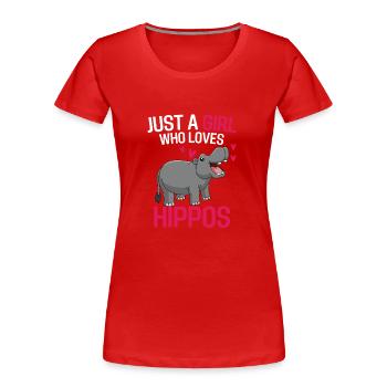 Hippo Girl Africa Zoo Animal Gift Hippo - Women's Premium Organic T-Shirt - red - Front - Mia (176cm)