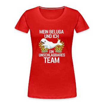 Beluga Wal Meerestier Lustiges Geschenk Beluga - Frauen Premium Bio T-Shirt - Rot - Vorne - Mia (176cm)