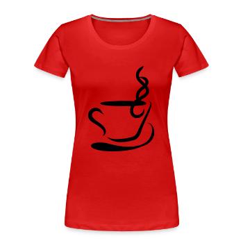 Coffee Illustration Gift Idea for Coffee Drinkers - Women's Premium Organic T-Shirt - red - Front - Mia (176cm)