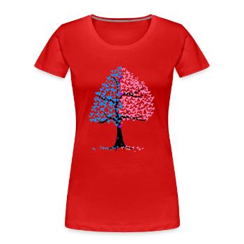 Boy Girl Hearts Tree - Women's Premium Organic T-Shirt - red - Front - Mia (176cm)
