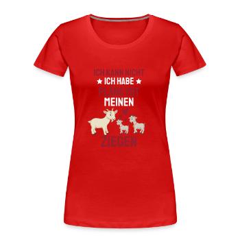 Lustiges Bauernhof Tier Geschenk Ziege - Frauen Premium Bio T-Shirt - Rot - Vorne - Mia (176cm)
