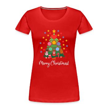 Joyeux Noël Noël Étoiles de Noël - T-shirt bio Premium Femme - rouge - Devant - Mia (176cm)