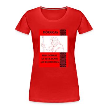 MÓRRÍGAN, IRISCHE KRIEGSGÖTTIN - Frauen Premium Bio T-Shirt - Rot - Vorne - Mia (176cm)
