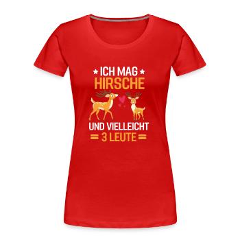 Rotwild Wald Tierliebhaber Geschenk Hirsch - Frauen Premium Bio T-Shirt - Rot - Vorne - Mia (176cm)