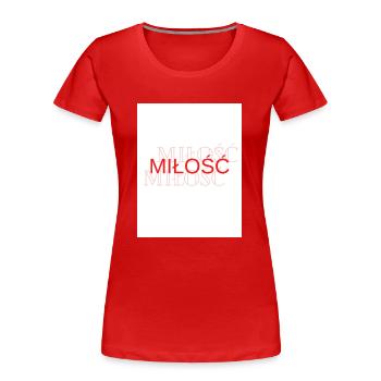 LIEBE - Frauen Premium Bio T-Shirt - Rot - Vorne - Mia (176cm)