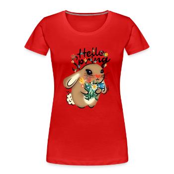 Bonjour Spring - T-shirt bio Premium Femme - rouge - Devant - Mia (176cm)