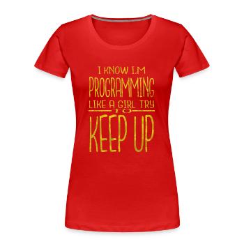 computer science jokes - Frauen Premium Bio T-Shirt - Rot - Vorne - Mia (176cm)