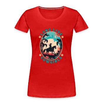 Vive les cowgirls - T-shirt bio Premium Femme - rouge - Devant - Mia (176cm)