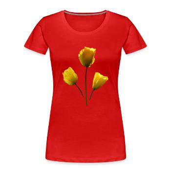 Coquelicots jaunes Coquelicot jaune - T-shirt bio Premium Femme - rouge - Devant - Mia (176cm)