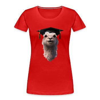 Graduation Bachelor Graduate Alpaca Studies - Women's Premium Organic T-Shirt - red - Front - Mia (176cm)