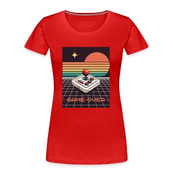 Game Over, Retro, Gaming, Joystick - Frauen Premium Bio T-Shirt - Rot - Vorne - Mia (176cm)
